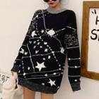 Star Printed Sweater Black - One Size