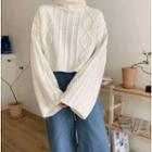 Long-sleeve Cropped Cable Knit Sweater