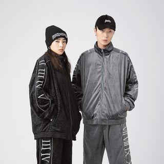 Stand-collar Letter Embroidered Jacket