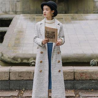 Tweed Button Long Coat