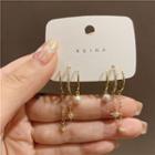 Faux Pearl Star Alloy Fringed Earring 1 Pair - Gold - One Size