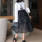 Midi Chiffon Layered Skirt Black - One Size