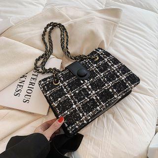 Plaid Chain Strap Tote Bag