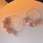 Flower Freshwater Pearl Alloy Hoop Earring 1 Pair - 71 - White & Pink - One Size