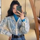 Lace Blouse / Long-sleeve Turtle Neck Top