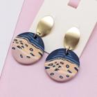 Printed Disc Dangle Earring As Shown In Figure - One Size