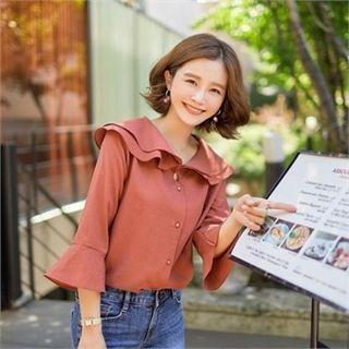 Ruffle-collar Bell-sleeve Blouse