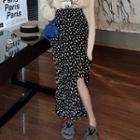 Floral Print Slit Midi Chiffon Skirt