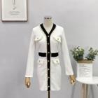 Contrast Trim Tasseled Knit Dress