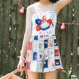 Set : Print Bikini + Cover-up Shorts