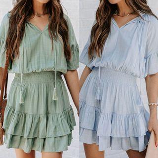 Short-sleeve Tasselled Dress