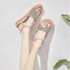 Plaid Panel Ankle-strap Flat Sandals