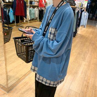 Couple Matching Plaid Panel Sweatshirt