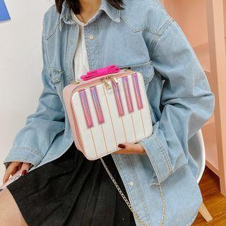 Faux Leather Piano Print Chain Crossbody Bag