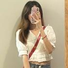 Puff-sleeve Ruffle Crop Shirt