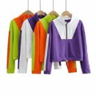 Long Sleeve Color-block Zip-detail Sweatshirt
