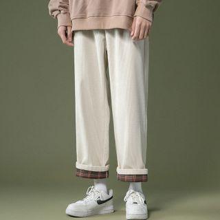 Plaid Lining Corduroy Wide-leg Pants
