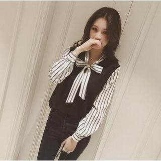 Color Block Mock Two Piece Blouse