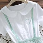 Mock Two-piece Short-sleeve Overlay A-line Dress