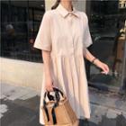 Pocket Detail Short-sleeve Collared Dress