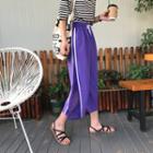 Color-block Loose-fit Chiffon Cropped Wide-leg Pants