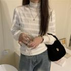 Long-sleeve High-neck Lace Underlay Top