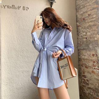 Side Knot Mini A-line Shirt Dress