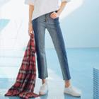Color-block Straight-leg Jeans