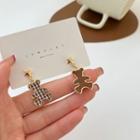 Bear Alloy Dangle Earring 1 Pair - Asymmetric - Gold & Brown - One Size