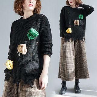 Beanie Accent Sweater Black - One Size