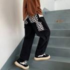 Checkered Panel Straight Leg Pants