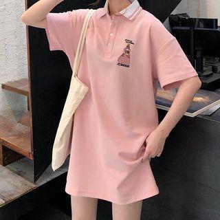 Short Sleeve Printed Polo Dress