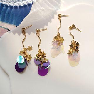 Star & Disc Dangle Earring