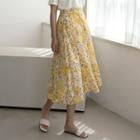 Floral Midi Flared Skirt