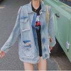 Lapel Single-breasted Oversize Denim Jacket