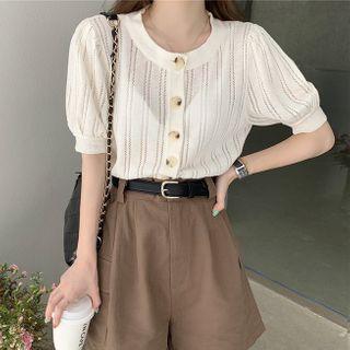 Puff-sleeve Knit Top / Shorts