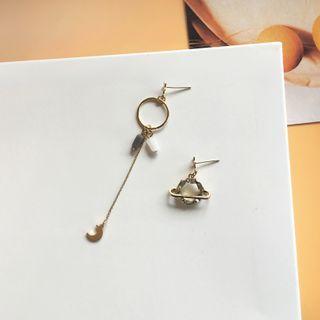 Non-matching Faux Crystal Planet Dangle Earring