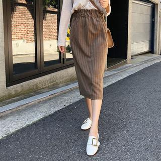 Band-waist Stripe Skirt