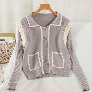 Ruffle Cardigan Gray - One Size