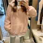 Long-sleeve Shearling Zipped Hooded Pullover