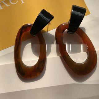 Retro Color Block Drop Earring As Shown In Figure - One Size