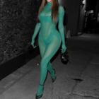 Long-sleeve Mock-neck Mesh Jumpsuit