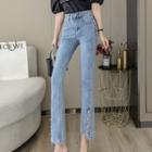 Button-accent Boot-cut Jeans