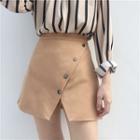 Long Sleeve Striped Shirt / Button Front Skirt