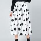 Dotted Midi A-line Skirt Dots - Black & White - One Size