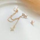 Non-matching Rhinestone Chain Earring 1 Pair - Cm1722 - Gold - One Size