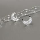 Rhinestone Moon Sterling Silver Stud Earring