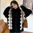 Color Block Argyle Loose-fit Cardigan