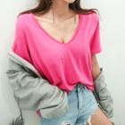 Deep V-neck Colored T-shirt