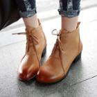 Genuine Leather Lace Up Ankle Boots